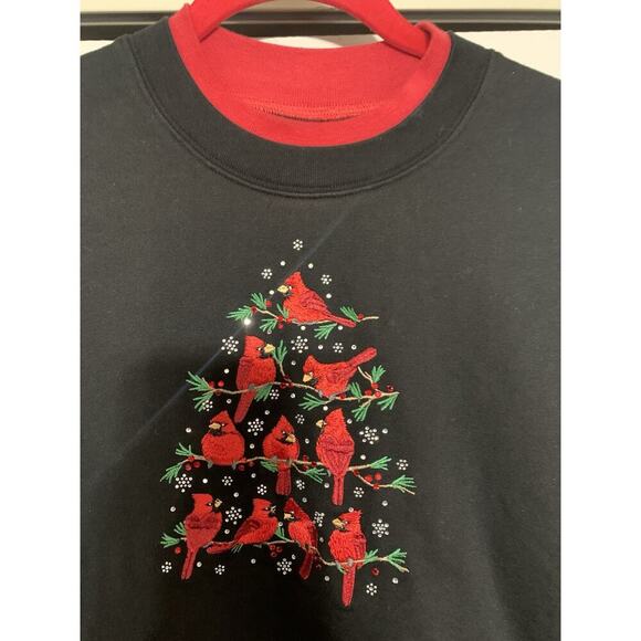 Vintage Trillogy By Morning Sun Christmas Cardinal Sweatshirt Size M Bird - Picture 1 of 7